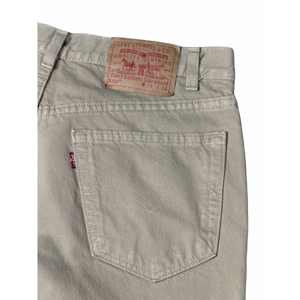 Vintage Levis 505 Jeans Mens 33x34 Khaki Straight Denim Made USA Cotton Levi’s